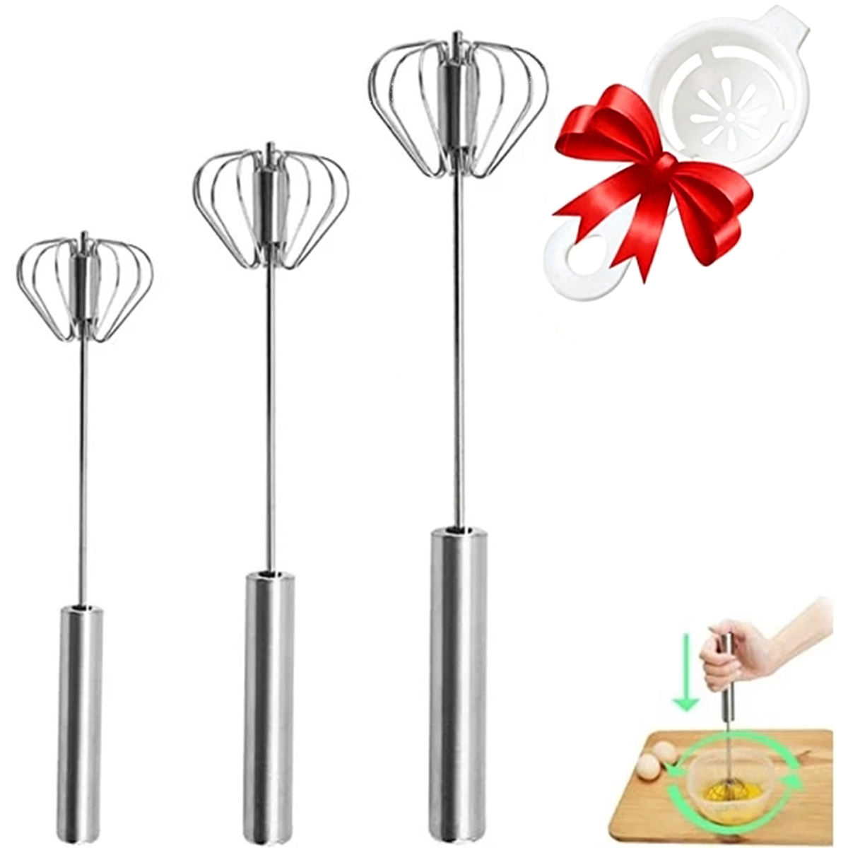 Kitchen Appliances Electronics - 1/3 adet Paslanmaz Çelik Yumurta Çırpıcı